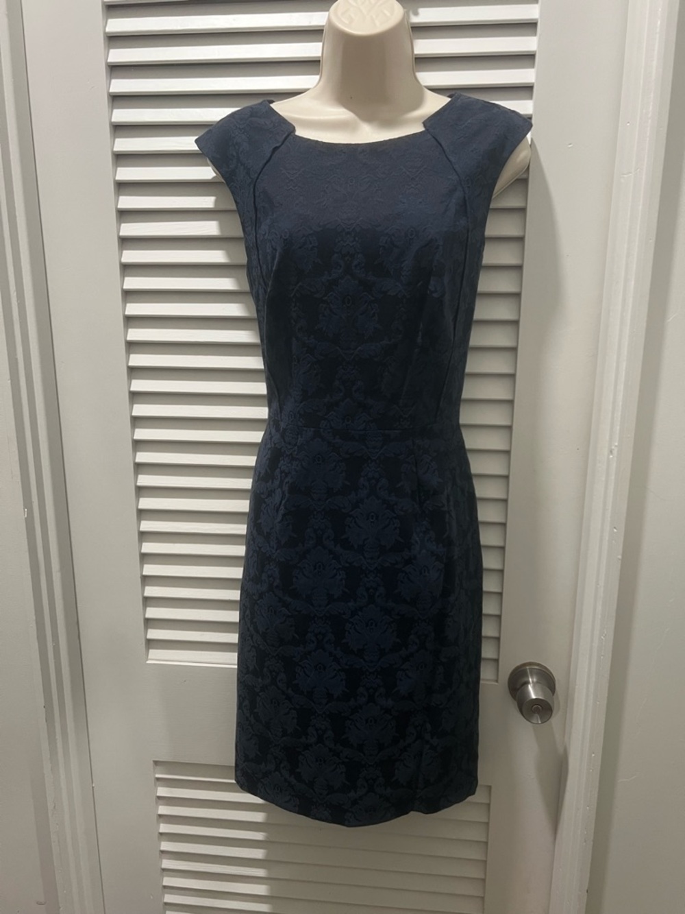 Antonio Melani Navy Cap-Sleeve Sheath Dress